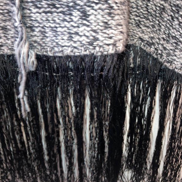 NWT Free People Shrug Cowl Neck Size XS/S Mesh Lace Fringe Wool Gray Black - Picture 7 of 11